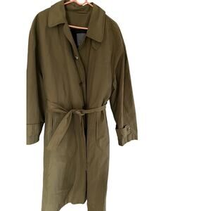 Vintage Mens Trench Coat 40R Removable Lining Loden Drizzle Business Travel